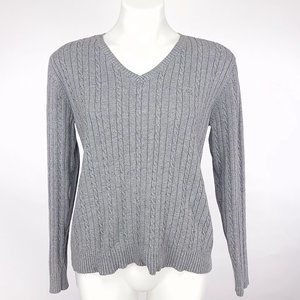 Izod Women's Cable Knit Cotton V-Neck Sweater‎